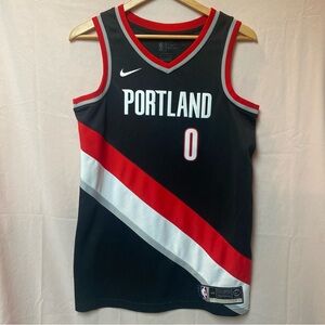 Nike NBA Portland Trail Blazers Jersey #0 Damian Lillard Black/Red Men's Size S